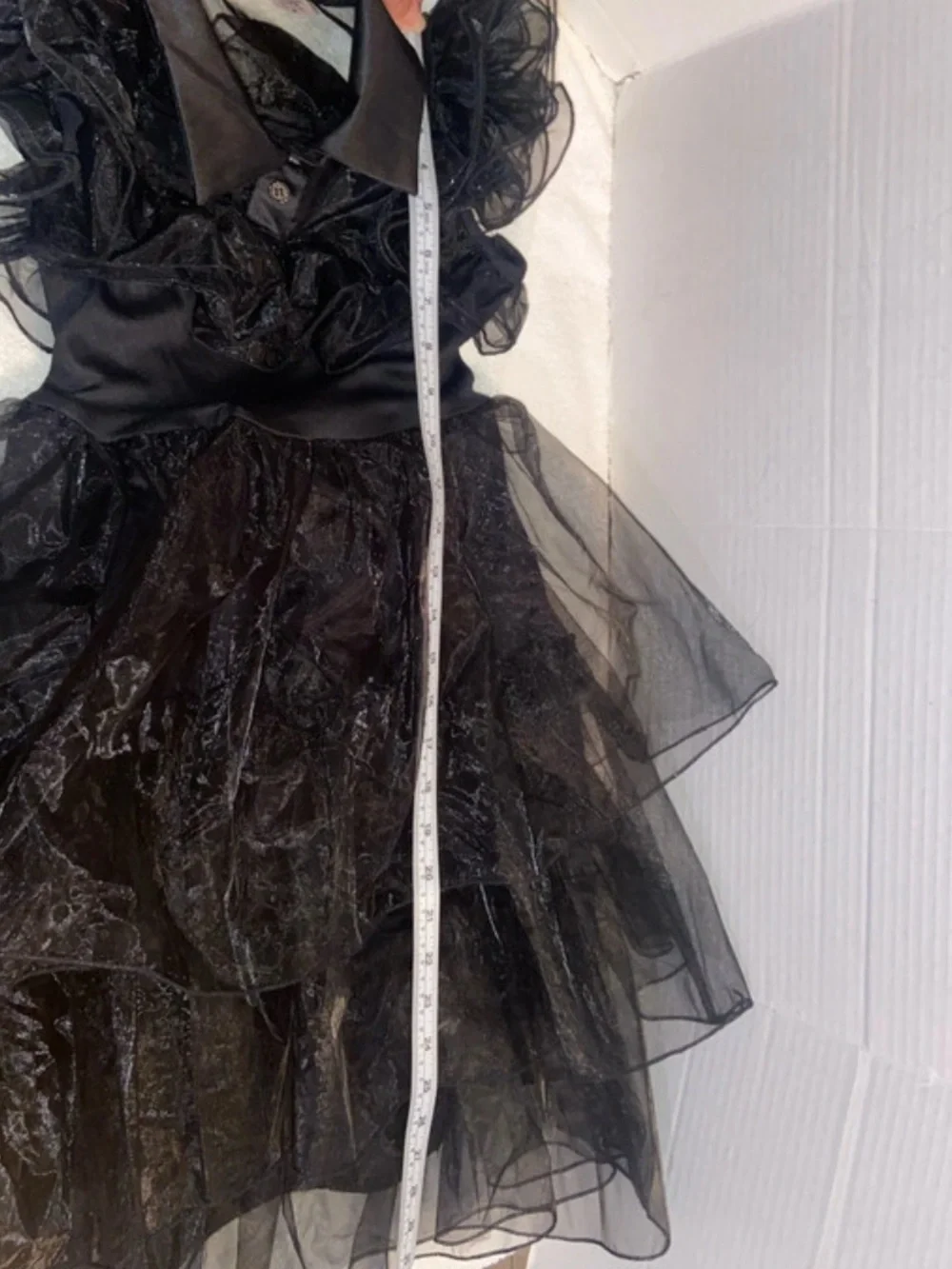 Wednesday Addams Costume Dress Girls Size M Black Ruffle Tulle Halloween Cosplay